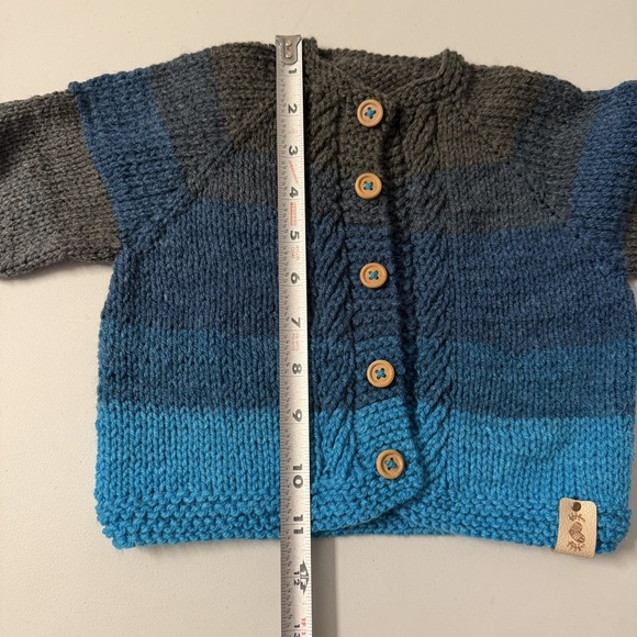 Handmade Toddler Cardigan, Unisex Beautiful Blues/Greys 2-3T see measurements - Picture 8 of 11